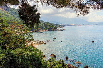 Coastline of Adriatic sea in Montenegro, travel background and nature landscape