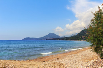 Coastline of Adriatic sea in Montenegro, travel background and nature landscape