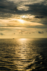 Rasdhoo Atoll, Green blue sea in Maldives with boat