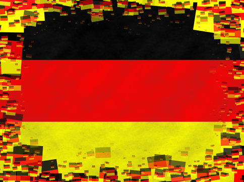 Illustration of German flag with a frame of small flags