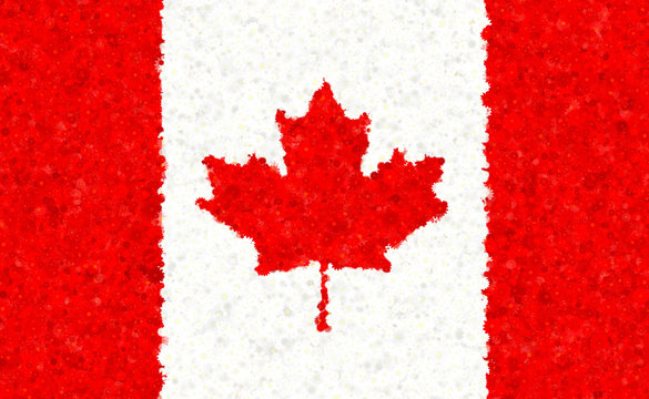 Canadian flag with blossom motives