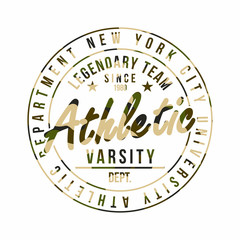 T-shirt design with camouflage texture. Athletic sport typography. Street military style