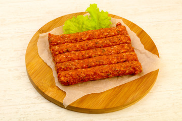 Raw beef sausages