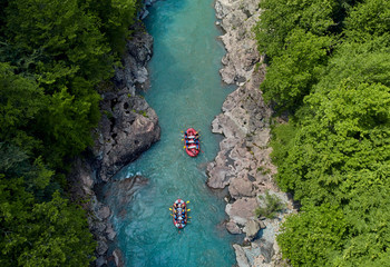 rafting on a mountain river - obrazy, fototapety, plakaty