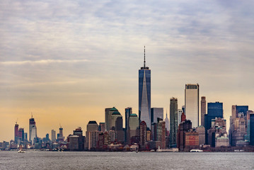 SKyline of NYC from the ferry to staten island