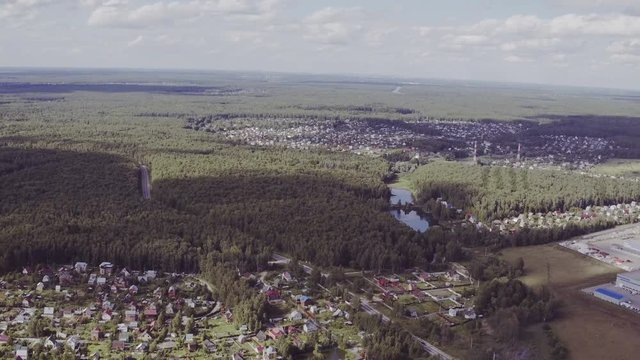 Aerial view of Beautiful small village or township in the forest