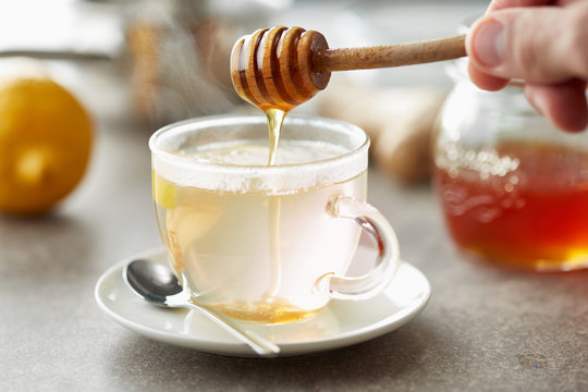 Homemade honey lemon tea.