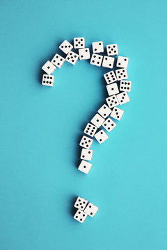 Question mark made of dice