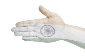 Man hand sign with Indian flag