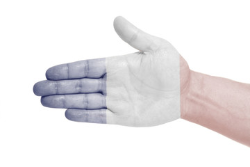 Man hand sign with France flag