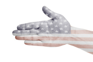 Man hand sign with USA flag