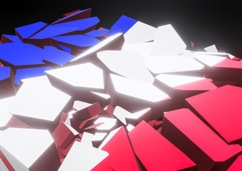 State collapse France, French, Flag 3d illustration