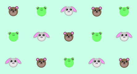 Obraz premium Kawaii animals pattern