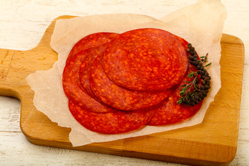Sliced chorizo