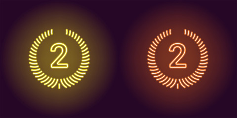 Fototapeta premium Neon icon of Yellow and Orange Second Place