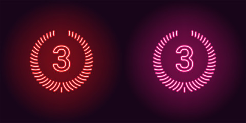 Neon icon of Red and Pink Third Place