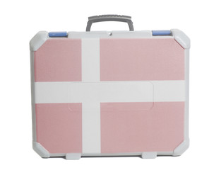 Business travel suitcase with flag of Denmark