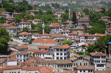 Fototapeta na wymiar Safranbolu in Turkey,05.14.2016:Traditional ottoman houses .It was on the World Cultural Heritage list on December 17, 1998 by UNESCO.