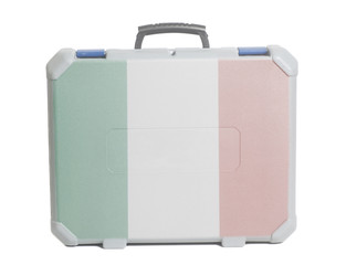 Business travel suitcase with Italian flag