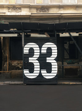 urban background with number 33