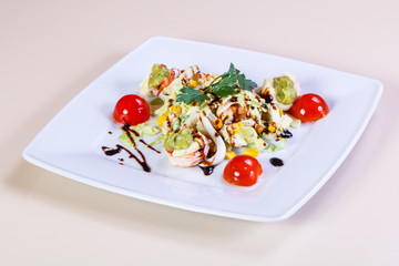 Prawn salad with seafood