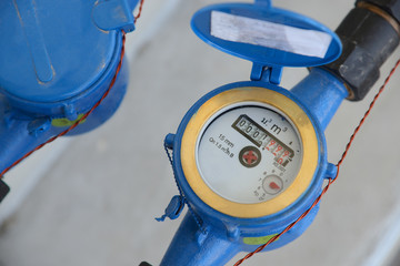 Closeup of water meter.