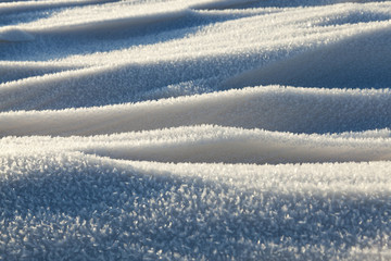 Fototapeta na wymiar Snowdrifts, field in winter