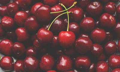Red cherries background.