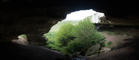 Underground entrance to a cave