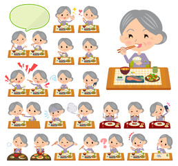 Purple clothes grandmother_Meal