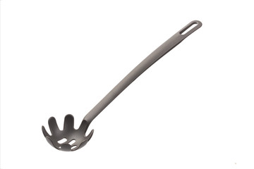 Spoon spaghetti isolated on white background