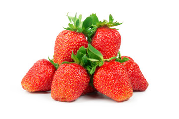 ripe strawberries isolated on white background