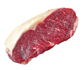 raw dry aged strip loin steak