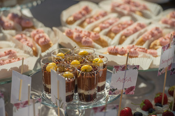 sweets cake desserts at the wedding buffet