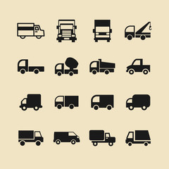 Truck vector icons for transportation and delivery