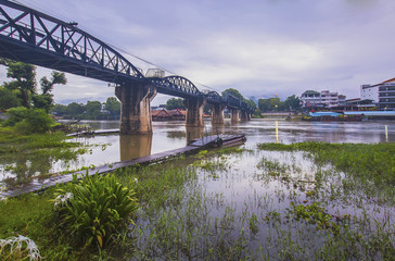 Bridge over the River Kwai with atmosphere after rain /Thailand