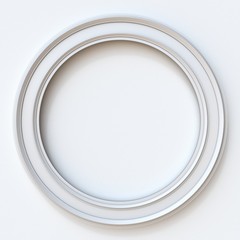 White picture frame circular 3D rendering illustration on white background