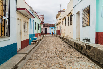 Cobbled street in Sancti Spiritus, Cuba