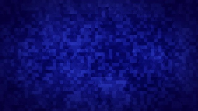 Abstract dark blue flickering pixel square and triangle in motion technology broadcast production loop animation
