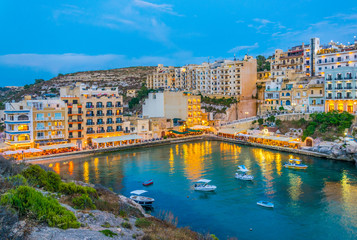 Night view of Xlendi, Gozo, Malta