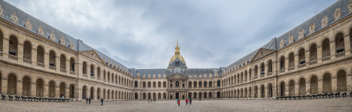 Paris France - May 1st 2013 Tourists at the court of honour at the Hotel des Invalides monument in Paris, France