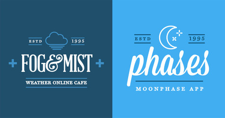 Set of Vector Weather Icons and Logotypes of Business Forecasting Apps and Channels