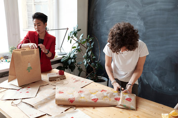 In gift packaging studio