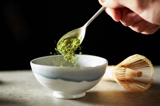 Preparation of matcha tea.