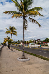 CIENFUEGOS, CUBA - FEBRUARY 11, 2016: View of Malecon (seaside drive) in Cienfuegos, Cuba.