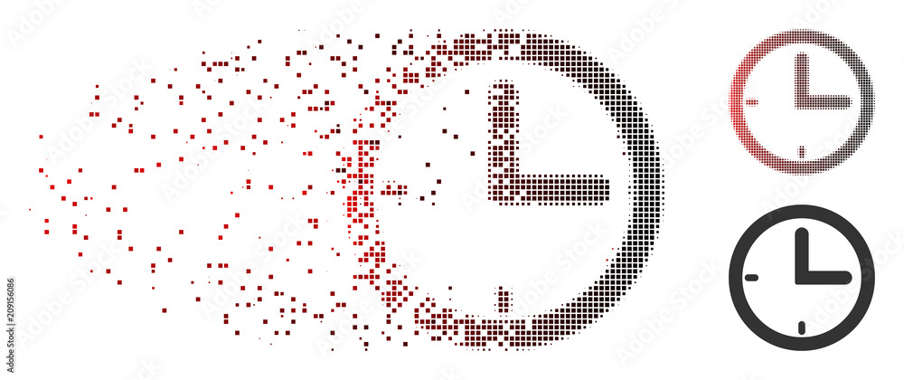 Fototapete vector time icon in sparkle, dotted halftone and undamaged whole versions. disintegration effect inv