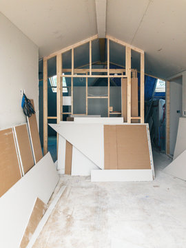 Attic renovation project - drywall stage