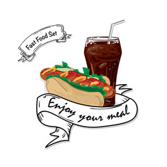 menu fastfood template design graphic set