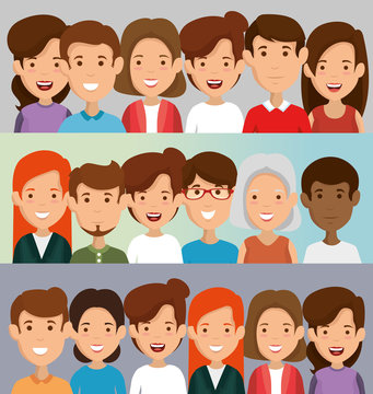 group of friends characters vector illustration design
