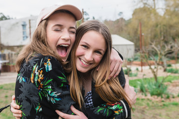 teen girls hanging out, being silly